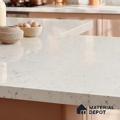Belina Quartz QR 00050 Frosted Marina Regalia Series 11.42 ft x 6.58 ft Quartz - 20 mm | 10 Years Warranty | Suitable for Kitchen, Restaurant, Counter Tops, Dining, Reception, office