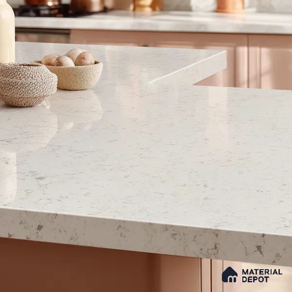 Belina Quartz QR 00050 Frosted Marina Regalia Series 11.42 ft x 6.58 ft Quartz - 20 mm | 10 Years Warranty | Suitable for Kitchen, Restaurant, Counter Tops, Dining, Reception, office