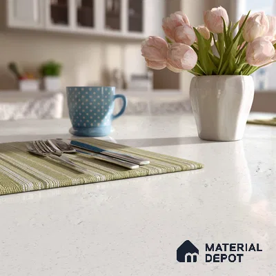 Belina Quartz QR 00053 Frosted Whisper Regalia Series 11.42 ft x 6.58 ft Quartz - 20 mm | 10 Years Warranty | Suitable for Kitchen, Restaurant, Counter Tops, Dining, Reception, office