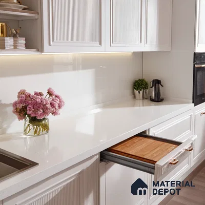 Belina Quartz QR 00054 Frosted Pebble Regalia Series 11.42 ft x 6.58 ft Quartz - 20 mm | 10 Years Warranty | Suitable for Kitchen, Restaurant, Counter Tops, Dining, Reception, office