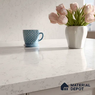 Belina Quartz QR 00055 Frosted Cascade Regalia Series 11.42 ft x 6.58 ft Quartz - 20 mm | 10 Years Warranty | Suitable for Kitchen, Restaurant, Counter Tops, Dining, Reception, office