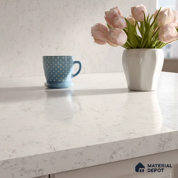 Belina Quartz QR 00055 Frosted Cascade Regalia Series 11.42 ft x 6.58 ft Quartz - 20 mm | 10 Years Warranty | Suitable for Kitchen, Restaurant, Counter Tops, Dining, Reception, office