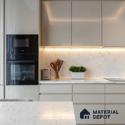 Belina Quartz QR 00055 Frosted Cascade Regalia Series 11.42 ft x 6.58 ft Quartz - 20 mm | 10 Years Warranty | Suitable for Kitchen, Restaurant, Counter Tops, Dining, Reception, office