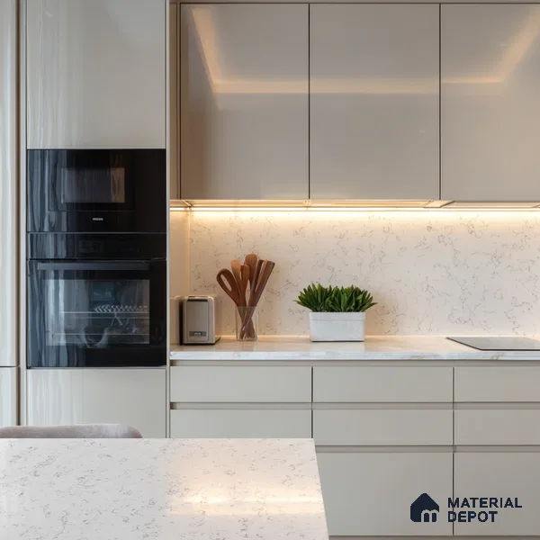 Belina Quartz QR 00055 Frosted Cascade Regalia Series 11.42 ft x 6.58 ft Quartz - 20 mm | 10 Years Warranty | Suitable for Kitchen, Restaurant, Counter Tops, Dining, Reception, office