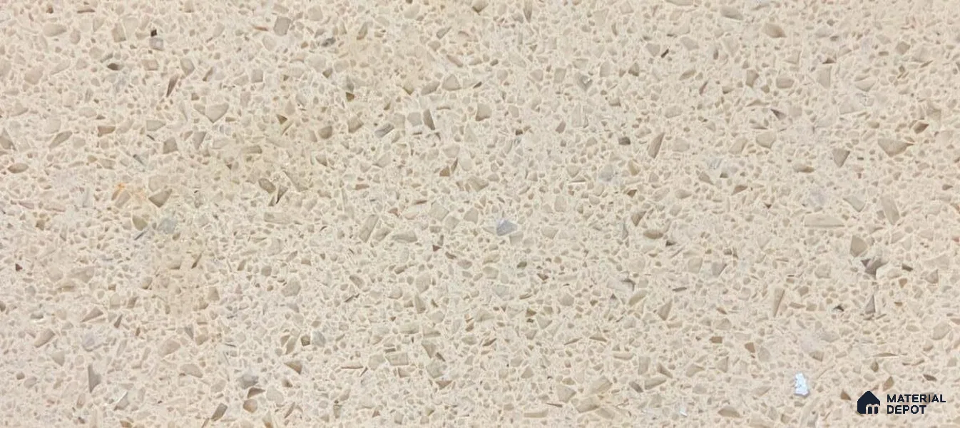 Belina Quartz QR 00162 Sienna Terrazzo Value Series 10.5 ft x 5.25 ft Quartz - 20 mm | 5 Years Warranty | Suitable for Kitchen, Restaurant, Counter Tops, Dining, Reception, office