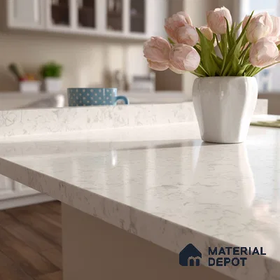 Belina Quartz QR 00062 Opaline Mist Regalia Series 11.42 ft x 6.58 ft Quartz - 20 mm | 10 Years Warranty | Suitable for Kitchen, Restaurant, Counter Tops, Dining, Reception, office