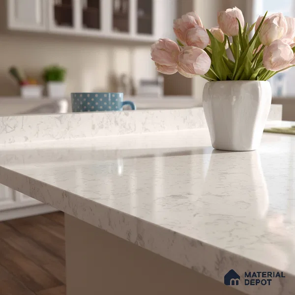 Belina Quartz QR 00062 Opaline Mist Regalia Series 11.42 ft x 6.58 ft Quartz - 20 mm | 10 Years Warranty | Suitable for Kitchen, Restaurant, Counter Tops, Dining, Reception, office