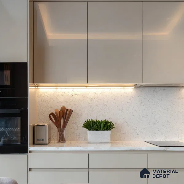 Belina Quartz QR 00062 Opaline Mist Regalia Series 11.42 ft x 6.58 ft Quartz - 20 mm | 10 Years Warranty | Suitable for Kitchen, Restaurant, Counter Tops, Dining, Reception, office