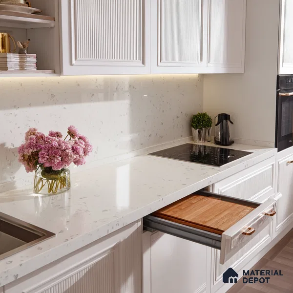 Belina Quartz QR 00070 Opaline Mist Viola Series 10.75 ft x 5.42 ft Quartz - 20 mm | 7 Years Warranty | Suitable for Kitchen, Restaurant, Counter Tops, Dining, Reception, office