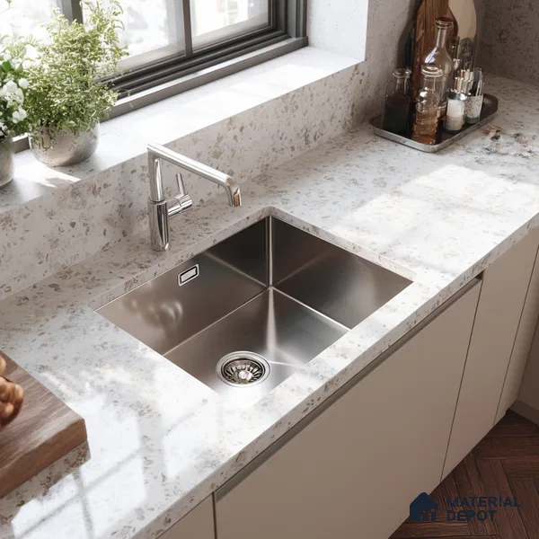 Belina Quartz QR 00003 Antique Gold Viola Series 10.75 ft x 5.42 ft Quartz - 20 mm | 7 Years Warranty | Suitable for Kitchen, Restaurant, Counter Tops, Dining, Reception, office