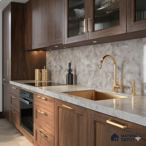 Belina Quartz QR 00002 Ivory Cloudstone Viola Series 10.75 ft x 5.42 ft Quartz - 20 mm | 7 Years Warranty | Suitable for Kitchen, Restaurant, Counter Tops, Dining, Reception, office