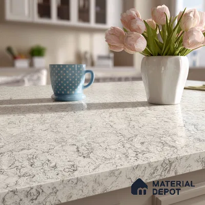 Belina Quartz QR 00074 Arctic Swirl Viola Series 10.75 ft x 5.42 ft Quartz - 20 mm | 7 Years Warranty | Suitable for Kitchen, Restaurant, Counter Tops, Dining, Reception, office