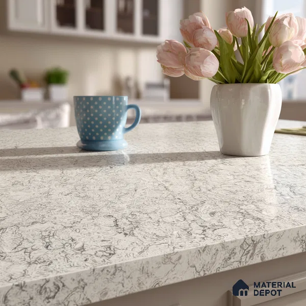 Belina Quartz QR 00074 Arctic Swirl Viola Series 10.75 ft x 5.42 ft Quartz - 20 mm | 7 Years Warranty | Suitable for Kitchen, Restaurant, Counter Tops, Dining, Reception, office