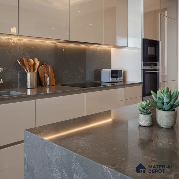 Belina Quartz QR 00001 C Urbane Viola Series 10.75 ft x 2.71 ft Quartz - 20 mm | 7 Years Warranty | Suitable for Kitchen, Restaurant, Counter Tops, Dining, Reception, office