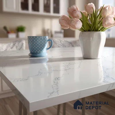 Belina Quartz QR 00079 C Calacatta Cobalt Vein Viola Series 10.75 ft x 2.71 ft Quartz - 20 mm | 7 Years Warranty | Suitable for Kitchen, Restaurant, Counter Tops, Dining, Reception, office