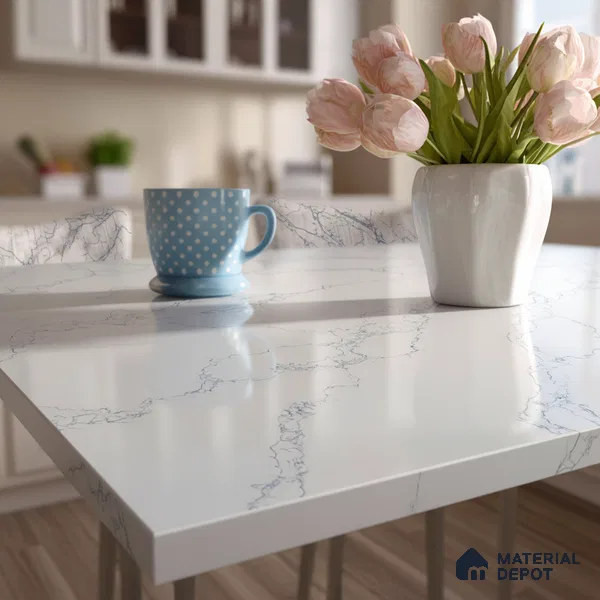 Belina Quartz QR 00079 C Calacatta Cobalt Vein Viola Series 10.75 ft x 2.71 ft Quartz - 20 mm | 7 Years Warranty | Suitable for Kitchen, Restaurant, Counter Tops, Dining, Reception, office