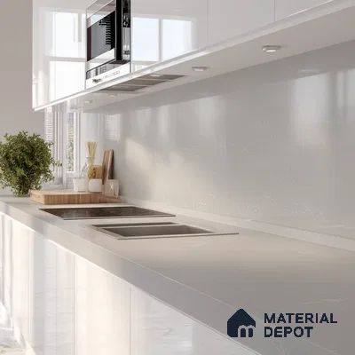 Belina Quartz QR 00077 Silver Cascade Viola Series 10.01 ft x 4.76 ft Quartz - 20 mm | 7 Years Warranty | Suitable for Kitchen, Restaurant, Counter Tops, Dining, Reception, office