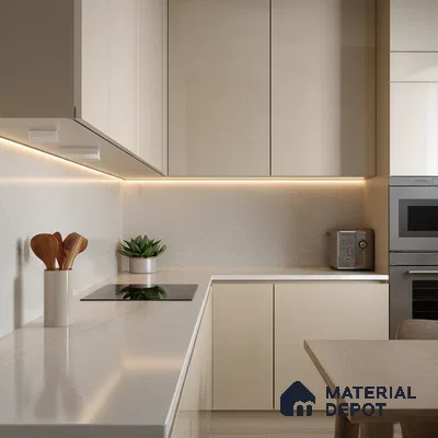 Belina Quartz QR 00077 Silver Cascade Viola Series 10.01 ft x 4.76 ft Quartz - 20 mm | 7 Years Warranty | Suitable for Kitchen, Restaurant, Counter Tops, Dining, Reception, office