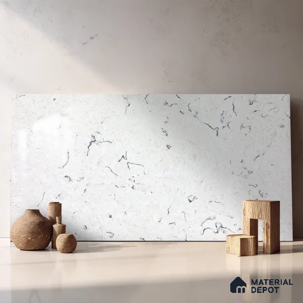 Belina Quartz QR 00170 Frosted Cascade Value Series 10.5 ft x 5.25 ft Quartz - 20 mm | 5 Years Warranty | Suitable for Kitchen, Restaurant, Counter Tops, Dining, Reception, office
