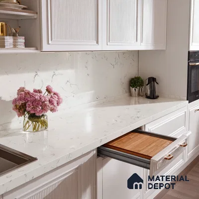 Belina Quartz QR 00170 Frosted Cascade Value Series 10.5 ft x 5.25 ft Quartz - 20 mm | 5 Years Warranty | Suitable for Kitchen, Restaurant, Counter Tops, Dining, Reception, office