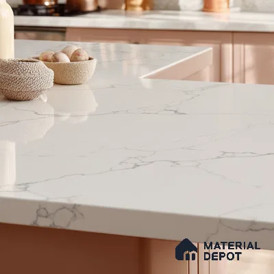 Belina Quartz QR 00172 Mist Vein Value Series 10.5 ft x 5.25 ft Quartz - 20 mm | 5 Years Warranty | Suitable for Kitchen, Restaurant, Counter Tops, Dining, Reception, office