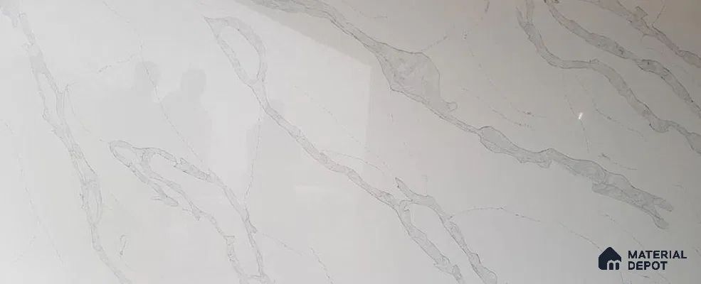 Belina Quartz QR 00175 Silver Drift Value Series 10.5 ft x 5.25 ft Quartz - 20 mm | 5 Years Warranty | Suitable for Kitchen, Restaurant, Counter Tops, Dining, Reception, office