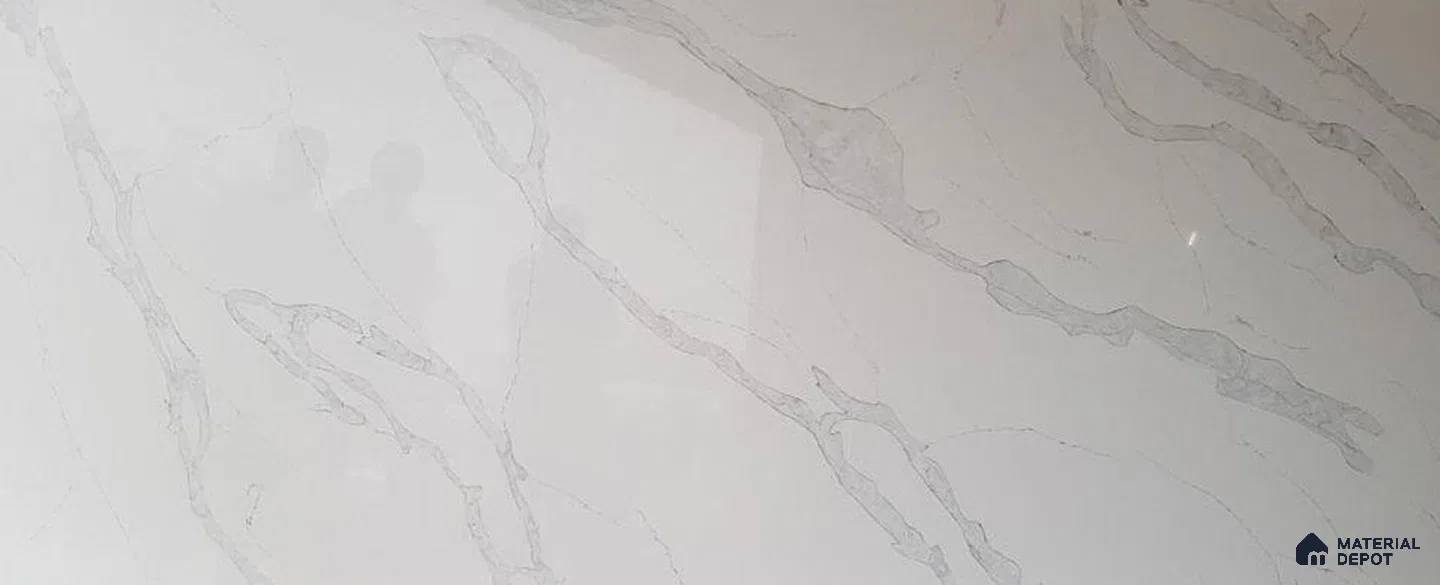 Belina Quartz QR 00175 Silver Drift Value Series 10.5 ft x 5.25 ft Quartz - 20 mm | 5 Years Warranty | Suitable for Kitchen, Restaurant, Counter Tops, Dining, Reception, office