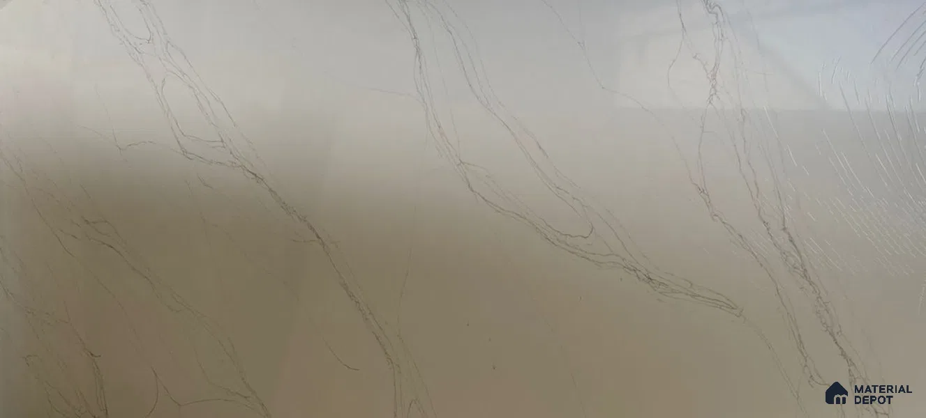 Belina Quartz QR 00271 Ivory Cascade Value Series 10.5 ft x 5.25 ft Quartz - 20 mm | 5 Years Warranty | Suitable for Kitchen, Restaurant, Counter Tops, Dining, Reception, office
