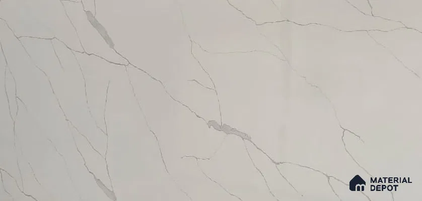 Belina Quartz QR 00189 Silver Cascade Value Series 10.5 ft x 5.25 ft Quartz - 20 mm | 5 Years Warranty | Suitable for Kitchen, Restaurant, Counter Tops, Dining, Reception, office