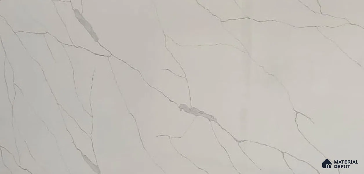 Belina Quartz QR 00189 Silver Cascade Value Series 10.5 ft x 5.25 ft Quartz - 20 mm | 5 Years Warranty | Suitable for Kitchen, Restaurant, Counter Tops, Dining, Reception, office