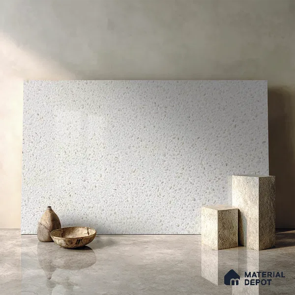 Belina Quartz QR 00165 Mist Aura Value Series 10.66 ft x 5.41 ft Quartz - 20 mm | 5 Years Warranty | Suitable for Kitchen, Restaurant, Counter Tops, Dining, Reception, office