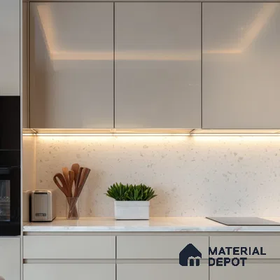 Belina Quartz QR 00165 Mist Aura Value Series 10.66 ft x 5.41 ft Quartz - 20 mm | 5 Years Warranty | Suitable for Kitchen, Restaurant, Counter Tops, Dining, Reception, office