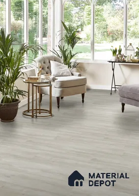 Pale Ash Grey Matte Finish 4 ft x 7 inch - 5 mm SPC Flooring | SP 00094 | 15-Year Warranty Click-Lock DIY Installation | Suitable For Kitchen, Living Room & Bedroom