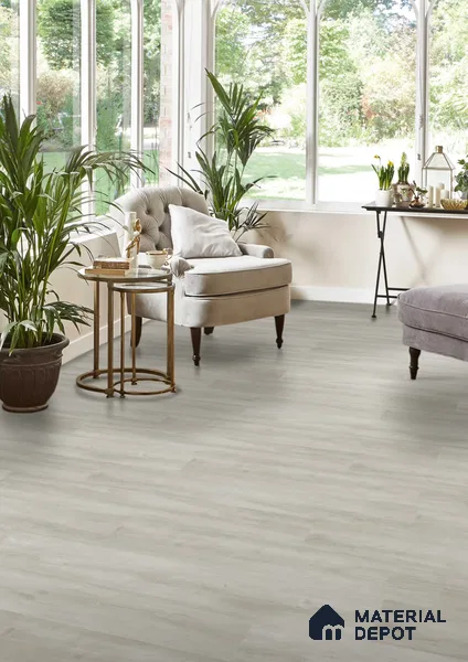 Pale Ash Grey Matte Finish 4 ft x 7 inch - 5 mm SPC Flooring | SP 00094 | 15-Year Warranty Click-Lock DIY Installation | Suitable For Kitchen, Living Room & Bedroom