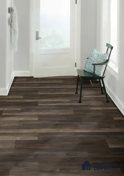 Dark Walnut Brown Matte Finish 4 ft x 7 inch - 5 mm SPC Flooring | SP 00110 | 15-Year Warranty Click-Lock DIY Installation | Suitable For Kitchen, Living Room & Bedroom