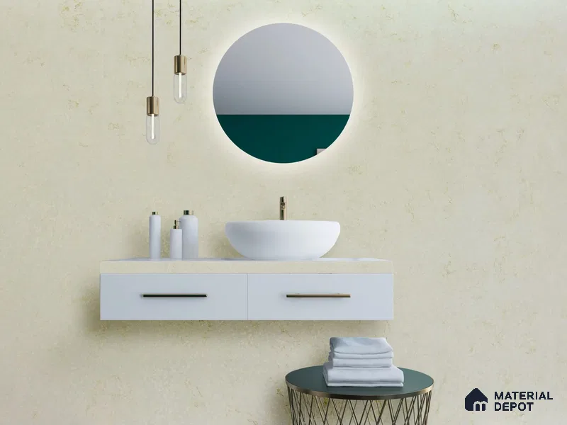 Belina Quartz QR 00222 Ivory Whisper Helsinki Series 11.5 ft x 6.5 ft Quartz - 20 mm | 10 Years of Replacement Warranty | Suitable for Kitchen, Restaurant, Counter Tops, Dining, Reception, office