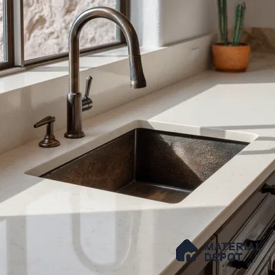 Belina Quartz QR 00222 Ivory Whisper Helsinki Series 11.5 ft x 6.5 ft Quartz - 20 mm | 10 Years of Replacement Warranty | Suitable for Kitchen, Restaurant, Counter Tops, Dining, Reception, office