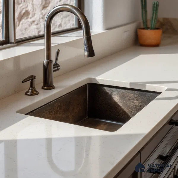 Belina Quartz QR 00222 Ivory Whisper Helsinki Series 11.5 ft x 6.5 ft Quartz - 20 mm | 10 Years of Replacement Warranty | Suitable for Kitchen, Restaurant, Counter Tops, Dining, Reception, office