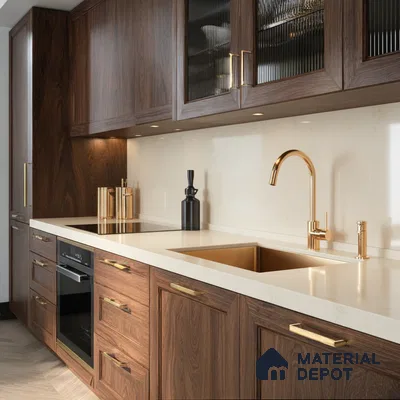 Belina Quartz QR 00222 Ivory Whisper Helsinki Series 11.5 ft x 6.5 ft Quartz - 20 mm | 10 Years of Replacement Warranty | Suitable for Kitchen, Restaurant, Counter Tops, Dining, Reception, office