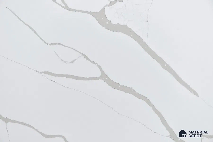 Belina Quartz QR 00239 Serene Calacatta Helsinki Series 11.5 ft x 6.5 ft Quartz - 20 mm | 10 Years of Replacement Warranty | Suitable for Kitchen, Restaurant, Counter Tops, Dining, Reception, office