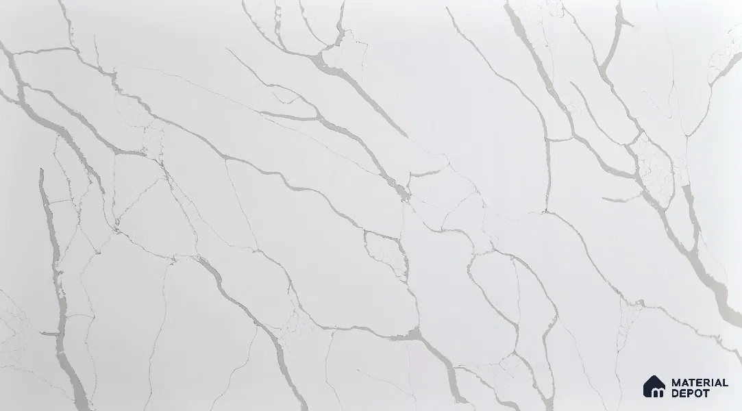 Belina Quartz QR 00239 Serene Calacatta Helsinki Series 11.5 ft x 6.5 ft Quartz - 20 mm | 10 Years of Replacement Warranty | Suitable for Kitchen, Restaurant, Counter Tops, Dining, Reception, office