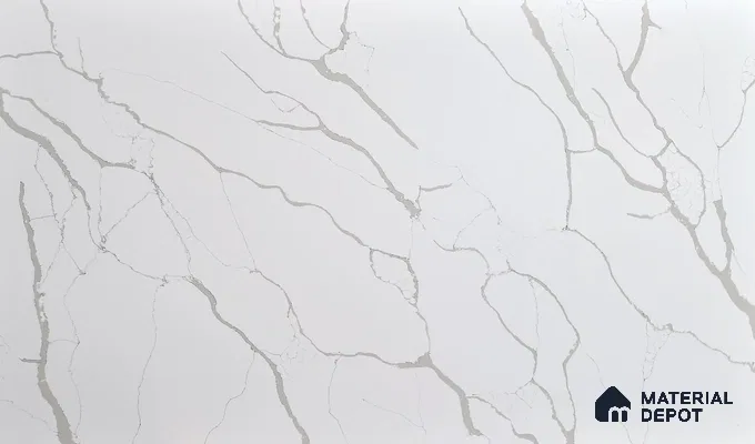 Belina Quartz QR 00239 Serene Calacatta Helsinki Series 11.5 ft x 6.5 ft Quartz - 20 mm | 10 Years of Replacement Warranty | Suitable for Kitchen, Restaurant, Counter Tops, Dining, Reception, office