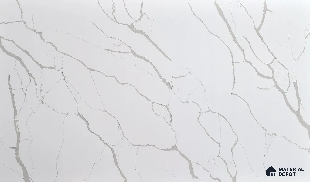 Belina Quartz QR 00239 Serene Calacatta Helsinki Series 11.5 ft x 6.5 ft Quartz - 20 mm | 10 Years of Replacement Warranty | Suitable for Kitchen, Restaurant, Counter Tops, Dining, Reception, office