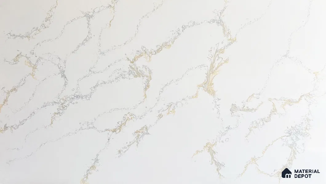 Belina Quartz QR 00233 Sunlit Cascade Helsinki Series 11.5 ft x 6.5 ft Quartz - 20 mm | 10 Years of Replacement Warranty | Suitable for Kitchen, Restaurant, Counter Tops, Dining, Reception, office