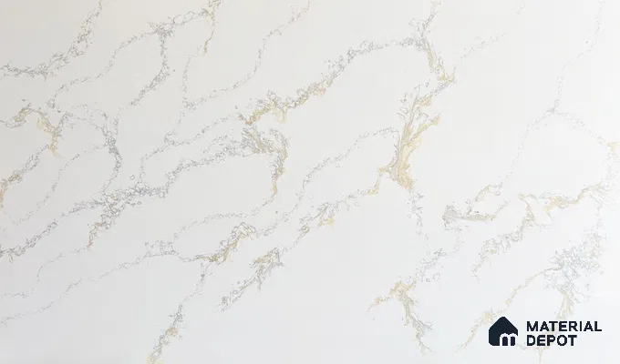 Belina Quartz QR 00233 Sunlit Cascade Helsinki Series 11.5 ft x 6.5 ft Quartz - 20 mm | 10 Years of Replacement Warranty | Suitable for Kitchen, Restaurant, Counter Tops, Dining, Reception, office