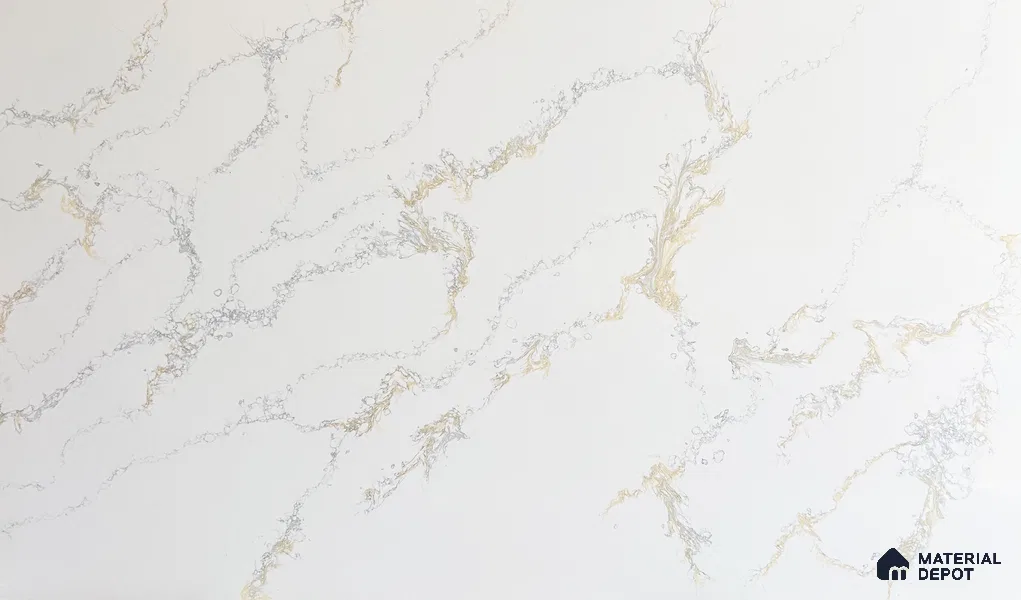 Belina Quartz QR 00233 Sunlit Cascade Helsinki Series 11.5 ft x 6.5 ft Quartz - 20 mm | 10 Years of Replacement Warranty | Suitable for Kitchen, Restaurant, Counter Tops, Dining, Reception, office