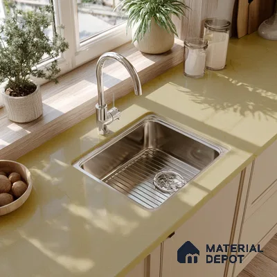 Belina Quartz QR 00210 Sand Dune Helsinki Series 11.5 ft x 6.5 ft Quartz - 20 mm | 10 Years of Replacement Warranty | Suitable for Kitchen, Restaurant, Counter Tops, Dining, Reception, office
