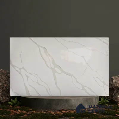 Belina Quartz QR 00236 Angelique Vein Helsinki Series 11.5 ft x 6.5 ft Quartz - 20 mm | 10 Years of Replacement Warranty | Suitable for Kitchen, Restaurant, Counter Tops, Dining, Reception, office