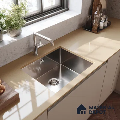 Belina Quartz QR 00211 Golden Heather Helsinki Series 11.5 ft x 6.5 ft Quartz - 20 mm | 10 Years of Replacement Warranty | Suitable for Kitchen, Restaurant, Counter Tops, Dining, Reception, office