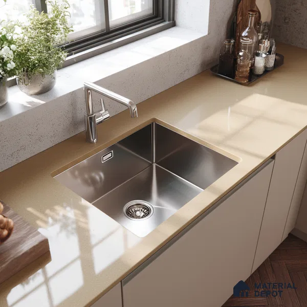 Belina Quartz QR 00211 Golden Heather Helsinki Series 11.5 ft x 6.5 ft Quartz - 20 mm | 10 Years of Replacement Warranty | Suitable for Kitchen, Restaurant, Counter Tops, Dining, Reception, office